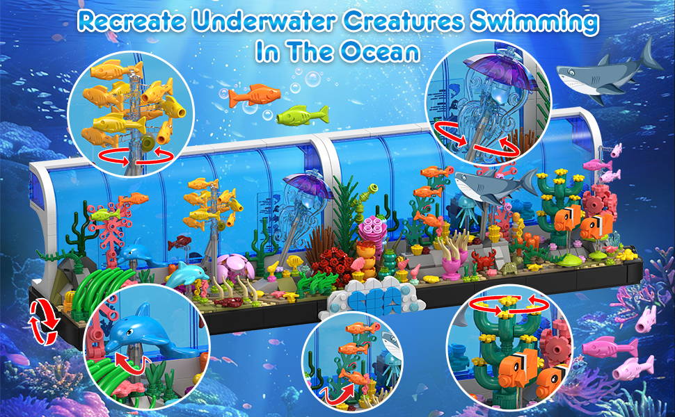 HOGOKIDS Aquarium Building Sets - 2 Styles Oceanarium Building Toy